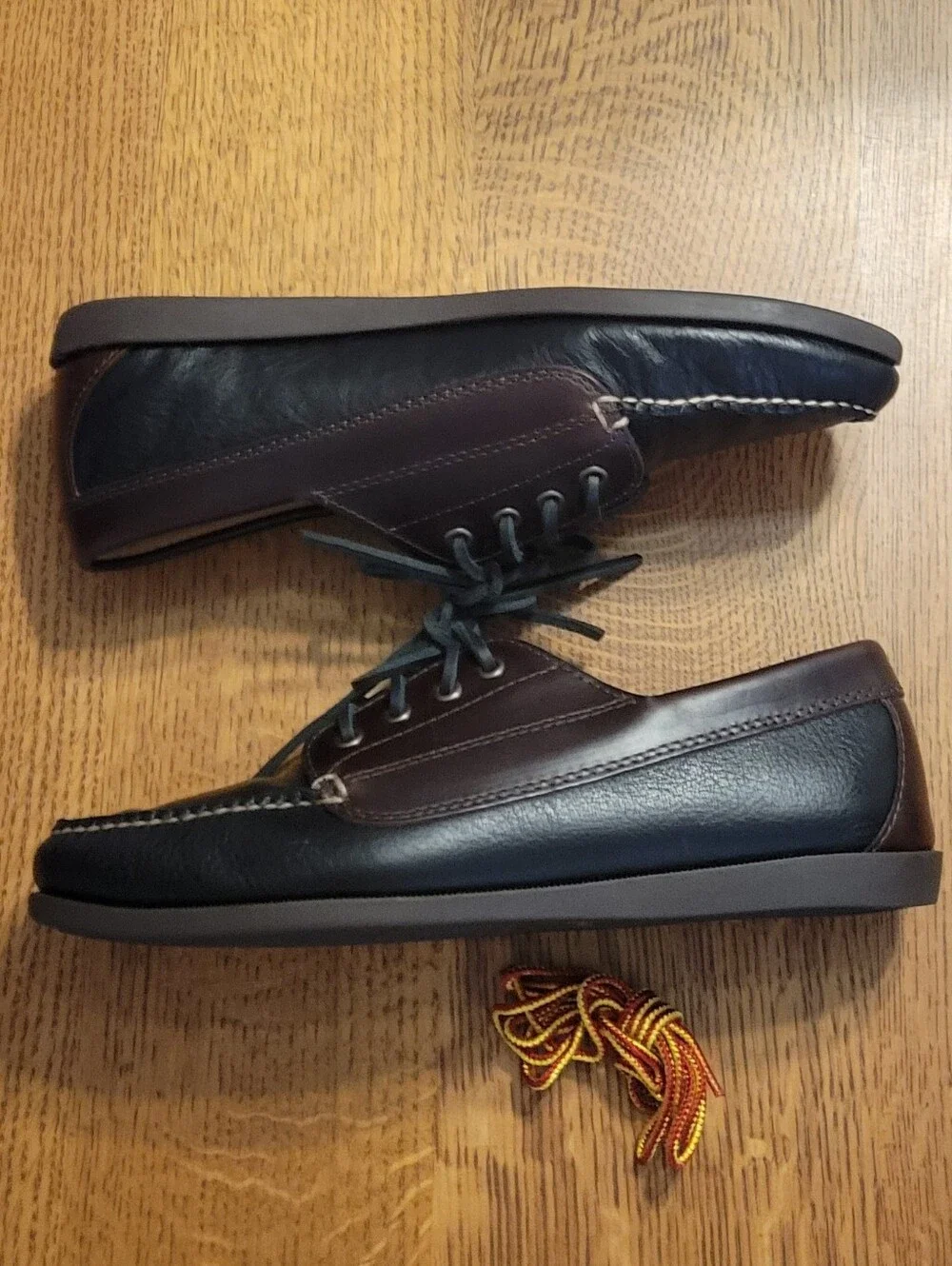 J. Crew Four-Eye Leather Lake Shoes - Whiskey & Black